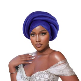 New Nigeria Heavy Industries Sponge Wrap Headcap for African Headbands Auto Gele Turban WRA (Blue)