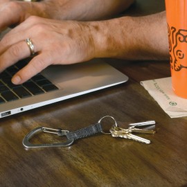 Nite Ize SlideLock Key Ring, Aluminum Locking Carabiner Key Chain with Webbing, Stainless Steel