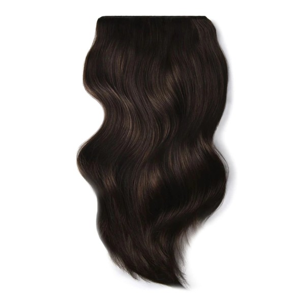 cliphair Double Wefted Full Head Remy Clip in Human Hair Extensions - Darkest Brown (#2), 16" (180g)