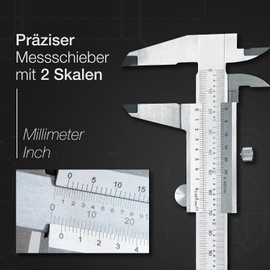 w-mtools Vernier Calliper Analogue, 150 mm, Made of Stainless Steel with High Measuring Accuracy (DIN862) - 0.02 mm Reading with Depth Measurement, Internal Measurement, External Measurement