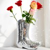 Handcrafted Disco Cowboy Boot Vase, Ceramic & Santiago Disco Ball