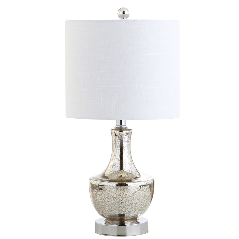 JONATHAN Y JYL1029B Colette 20" Mini Glass Table Lamp, Silver,