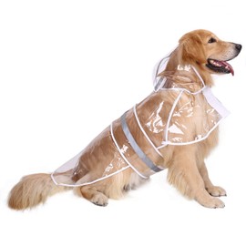 HDE Dog Raincoat - Clear Waterproof Rain Coat with Hood and Reflective Safety Strip - Adjustable Pet Raincoats for Small, Medium and Large Dogs - Extra Lightweight, Easy to Carry Puppy Rain Jacket