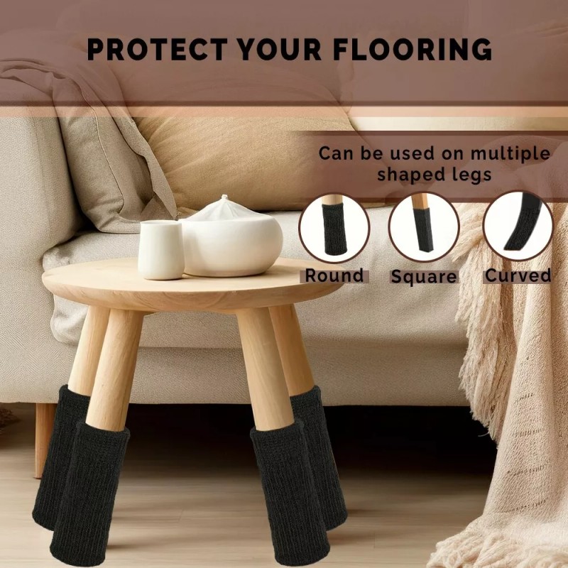 Morvat Black Furniture Leg Socks for Table, Chairs, & Furniture,
