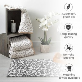 Allure Leopard Bath Sheet, 100% Cotton, Luxury Jacquard Print, Soft & Absorbent, 90cm x 150cm (Monochrome)