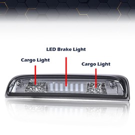 PIT66 3rd Brake Light, Compatible with 2014-2018 Chevy Silverado I Type Led Bar High Mount Stop Light Rear Tail Cargo Lamps White Smoked Lens Black Housing