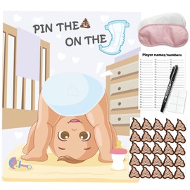 PINGAMOO Baby Shower Games, Pin The Sticker On The Diaper, Baby Shower Games Activities Diaper Theme Party Games Supplies Favors for Adults Girl Boy 25 Guests
