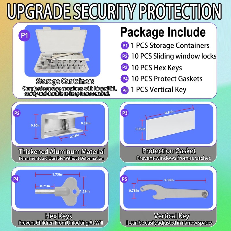 Window Locks for Sliding Windows(10 Sets),Baby Window Safety Locks for