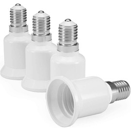 Voarge Set of 4 Lamp Socket Adapter Converter E14 to E27 Socket for LED Halogen Energy-Saving Lamps White