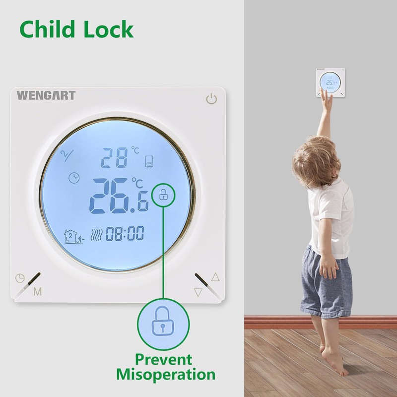 Wengart Water Heating Thermostat WG106,Weekly Programming,Digital LCD Display,Easy Operation,Suitable For