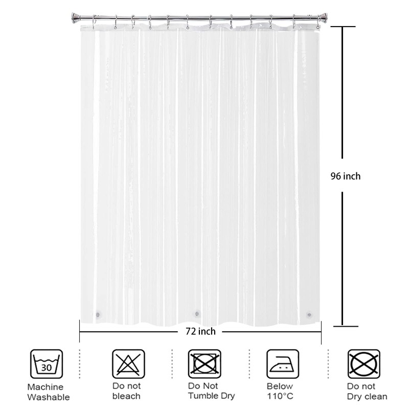 YISURE Clear Extra Long Shower Curtain Liner 96 inch with