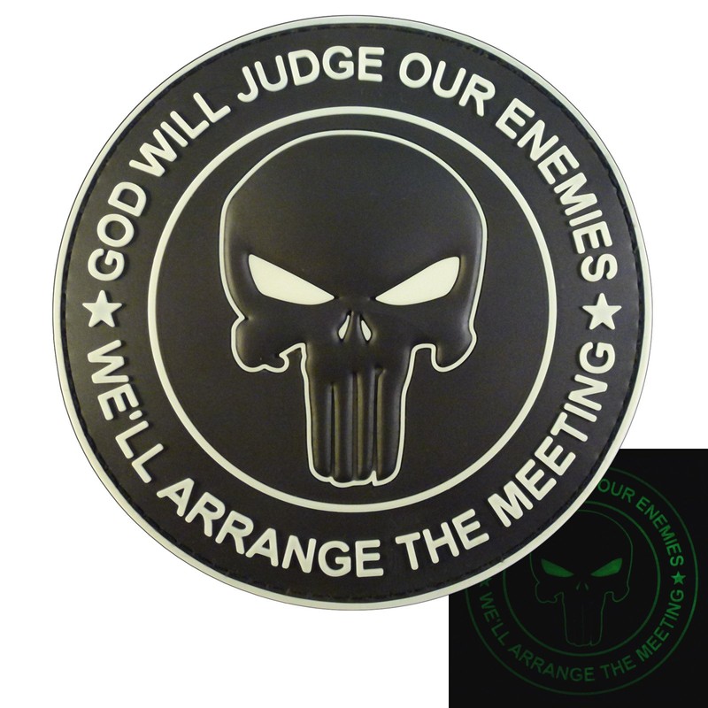 ALL BLACK GOD WILL JUDGE OUR ENEMIES Glow Dark Punisher
