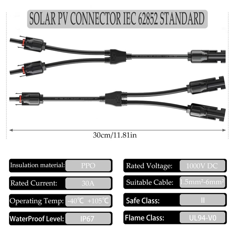 Cerkkapo Solar Cable Y Splitter Plug, 1 Pair Y Connector