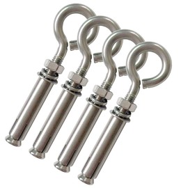 AIVOOF 4 Pack M8 Stainless Steel Expansion Screws Heavy Duty Shoulder Lag Eye Bolts Lifting Ring Bolt Wall Concrete Anchors Fastener with Nut for Wall Ceiling Concrete Masonry