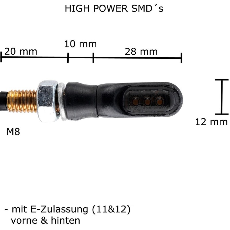 Germany Motorsports Motorcycle LED Mini Indicator Spark Black Smoke Tinted