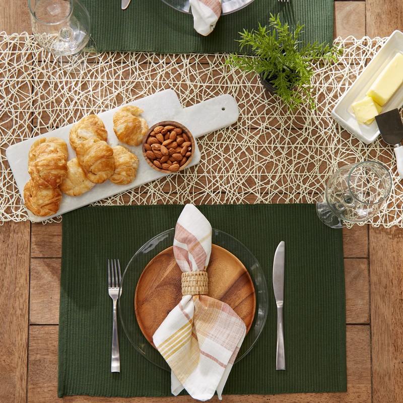 DII DII Basic Everyday Ribbed Tabletop 100% Cotton, Placemat Set,