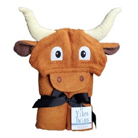 Yikes Twins Hooded Baby Towel for Kids 2-8 | Large 100% Cotton Baby Towel for Girls or Boys | Unisex Cute Texas Longhorn Bath Towels for Babies and Toddlers