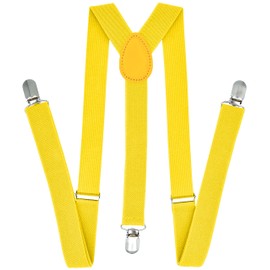 trilece Yellow Suspenders for Men - Adjustable Size Elastic 1 inch Wide Y Shape Mens Womens Suspenders - Heavy Duty Clips - 1920s Costume (Yellow, 1)