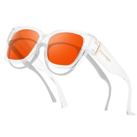 Trysee Fit Over Blue Light Blocking Glasses for Women Men, Oversized Anti-Blue Blocking Glasses With Amber Orange Lens TS7511