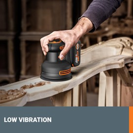 WORX 20 V WX823L.9 Cordless Random Orbital Sanders, Brushless Sander Cordless, 150/120/80 Grit sanding paper, 20V Cordless Sander Tool Only, WX823L.9