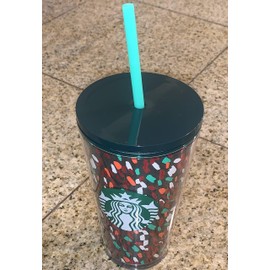 Starbucks 2019 Winter Holidays Confetti Cold Cup Tumbler 16oz Red Green