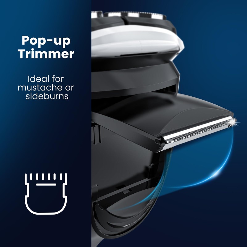 Electric Razor for Men with Nose Trimmer (Blue)