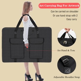 TreochtFUN Art Portfolio Bag 36 x 48, Waterproof Artist Carrying Bag Soft Side Sturdy with Strap, Heavy Duty Storage for Artwork Drawing Canvas Poster,(Black)