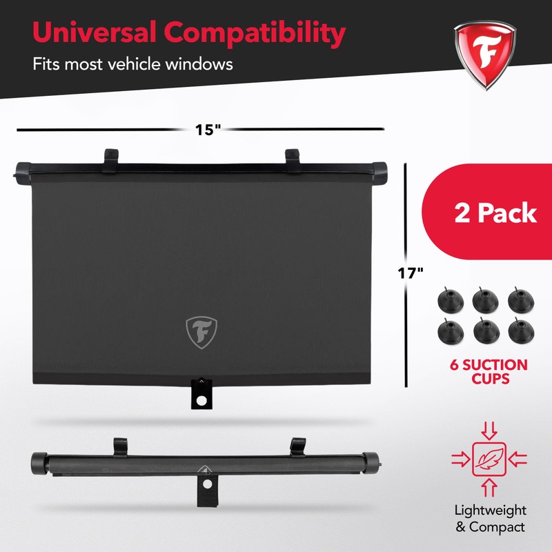 Firestone 2 Pack Retractable Automotive Sunshade Car Window Sunshades -