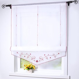 Joyswahl Lisa Transparent Roman Blind Voile with Drawstring Embroidery, Curtain
