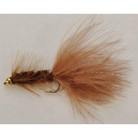 Tungsten Beadhead Wooly Bugger Brown Size 6 Hand Tied Package of 12 Flies