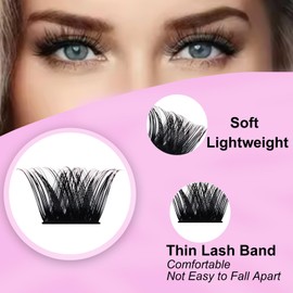 Natural Lash Clusters Wispy Eyelash Clusters 96pcs Cluster Eyelash Extensions D Curl Individual Lashes 8-18mm Mix Length Natural Look Lashes Clusters (ZH14-D-8-18)