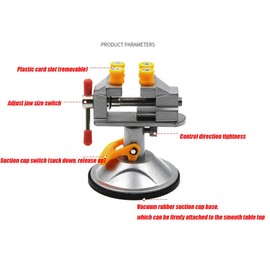 Lheng Universal Mini Suction Vise Clamp 360 Degrees Drill Press Vise Table Bench Vice with Suction Base for DIY Hobby Jewelry Watch Repairing Nuclear Sculpture Craft Carving Clip On Tool Silver