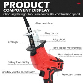 Brushless Cordlss Reciprocating Saw Compatible with Milwaukee M18 Battery, Electric Saw Kit With 4 Blades,3000 SPM, LED Light for Wood, Metal, PVC Pipe, Trees Trimming