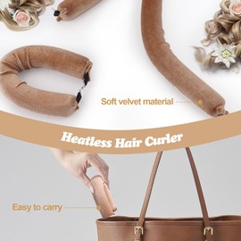 3Pcs Overnight No Heat Hair Curls,with Square Head Scarf for Women,Jumbo Flexi Rods for Long Hair,Heatless Curling Set for Hair Wrapping and Sleeping at Night (Bonnet,Champagne)