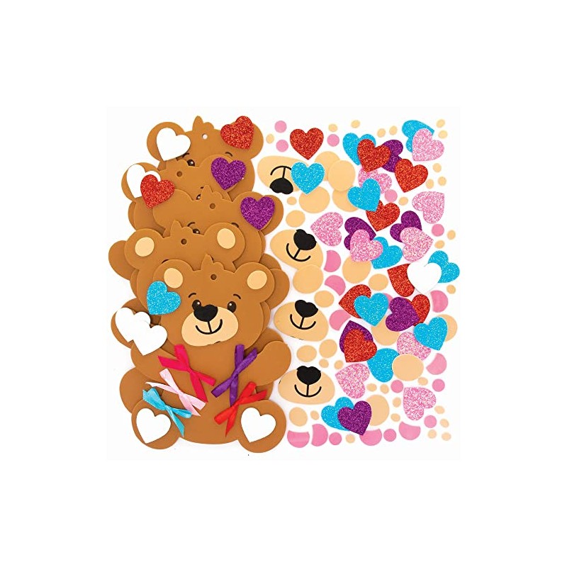 Baker Ross Love Bear Heart Decoration Kits-Pack of 5, Valentines