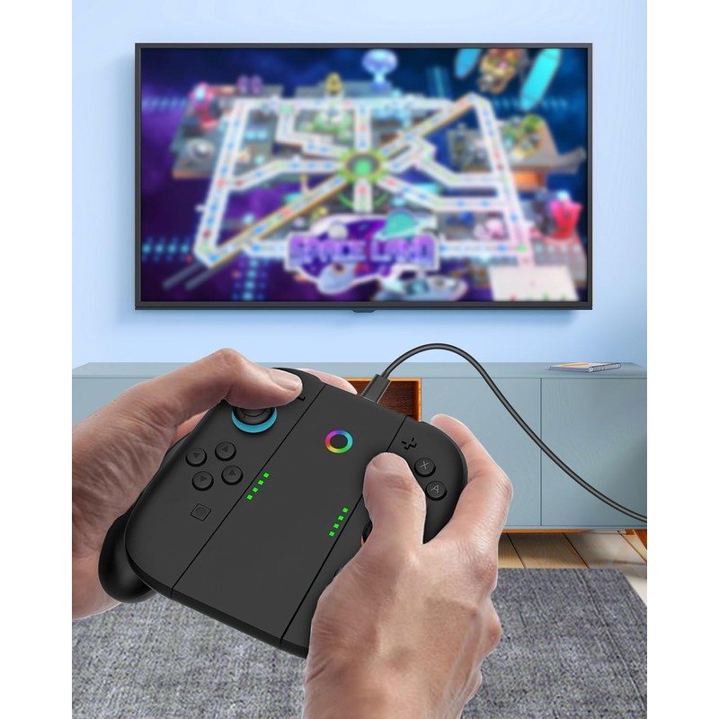 Switch 2 Joy-Con 2 充電グリップ【2025新登場】2台同時急速充電対応 プレイしながら給電可能 RGBライト 充電インジケーター搭載 吸着式 USB