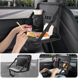 JOYTUTUS Steering Wheel Tray, Back Seat Headrest Tray for Eating Food and Drink, Work Table for Writing and Steering Wheel Laptop Desk, Car Organizer for Commuters, Travel, Family (16.1'' x 10'')
