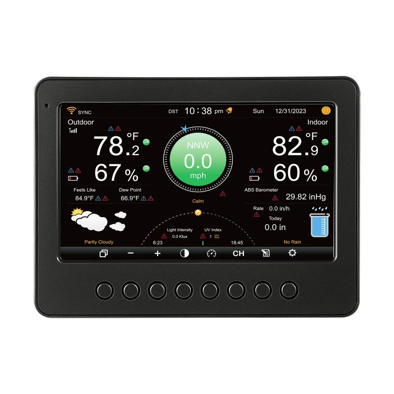 7-Inch TFT Display 7-in-1 Wi-Fi Weather Station Wireless Solar Powered