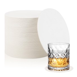 AXELIP 50 Pcs Paper Coasters （1MM）, 4 Inch Disposable Round White Cardboard Coasters for Weddings Parties Catering Bars DIY Crafts