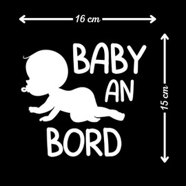 Baby on Board Sticker Car, Baby on Board Car Sticker, Baby Car Sticker 16 x 15 cm, Weatherproof and UV-Resistant Sticker Car, Sticker Baby and Car Baby for Safe Drives with Your Child