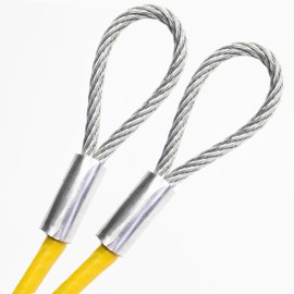 Custom Loop Size Scaffold Cable Made to Order in USA, 3/16 Galvanized Steel Vinyl Coated to 1/4-Copper Sleeves (2 feet, Yellow, 10in Loop - 10in Loop)