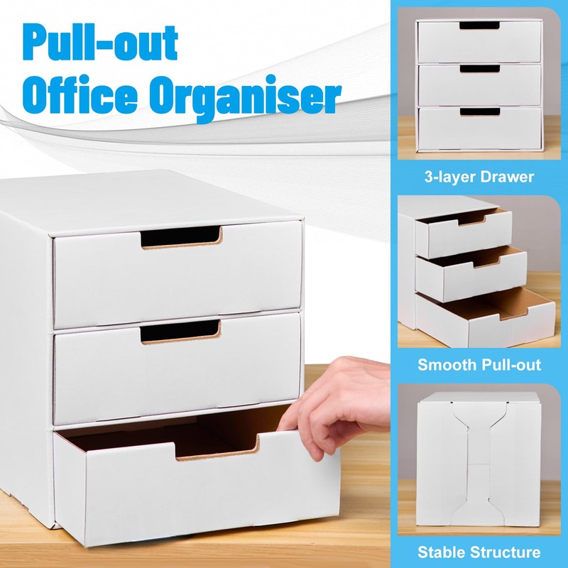 NUMINA 2 pack 3-Tier Cardboard Desk Paper Organizer for A4
