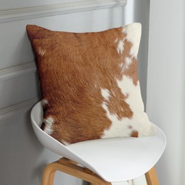 Sanwarm Throw Pillow Covers Home Decor Set of 4 Pillow Cases Decorative 20 x 20 Inches Outdoor Cushion Couch Sofa Pillowcases, Cow Brown Animal Deep