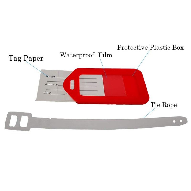 Krueis 6Pc Waterproof Luggage Tag Bright Plastic Label for Airport