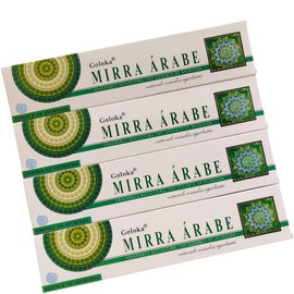 Goloka Mirra Arabe Incense Sticks, 15g x 4 Packs, Ayurvedic Essence