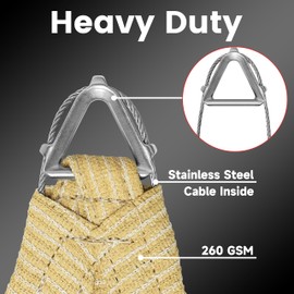 Amgo Heavy Duty 30' x 30' x 30' Beige Sun Shade Triangle Pro Ring Shade Sail, 260 GSM Commercial Grade UPF50 Sunshade, Reinforced Corners & Edges - 5 Years Warranty (We Make Custom Size)