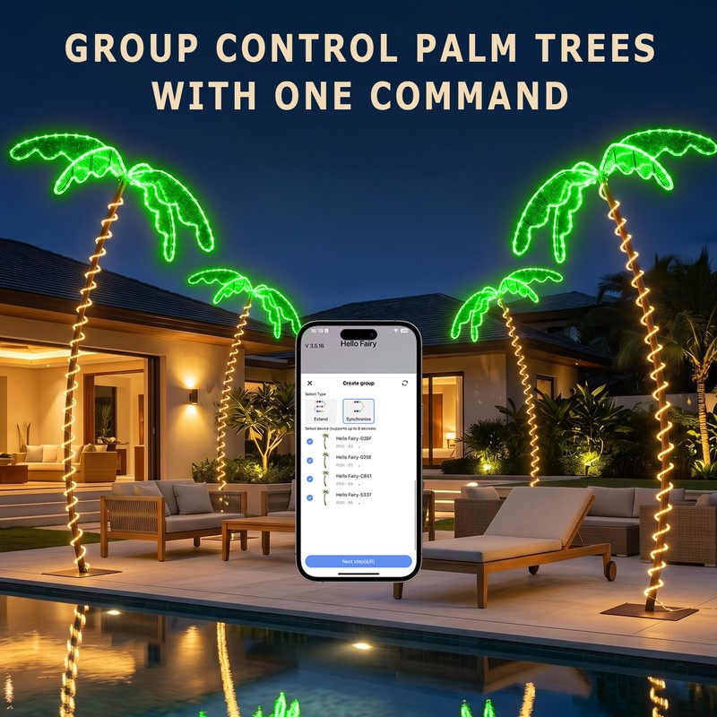 Innonly 7FT Lighted Palm Tree for Outside Patio, APP &