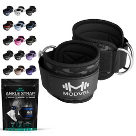MODVEL Ankle Straps for Cable Machines - Adjustable, Comfortable Gym Accessories for Strength Training, Weightlifting, and Injury Recovery - Durable Padded Support for Men & Women PAIR-ARMY/BLACK