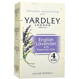 Yardley London English Lavender with Essential Oils Soap Bar, 4.25 oz Bar (Pack of 4)