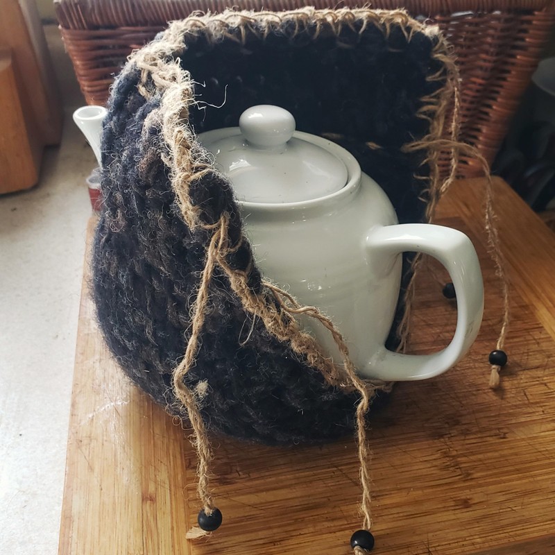 Teapot Cozy, Insulating Wool Cover - Natural Knit Tea Pot